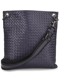 Bottega Veneta Bottega Veneta Navy Intrecciato Leather Flat Messenger Bag (Authentic Pre-