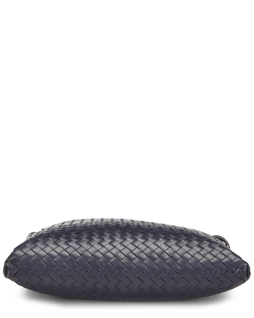 Bottega Veneta Bottega Veneta Navy Intrecciato Leather Flat Messenger Bag (Authentic Pre-