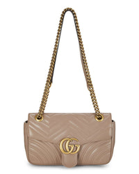 Gucci Gucci Beige Leather Gg Marmont Matelasse Shoulder Small (Authentic Pre-Loved)