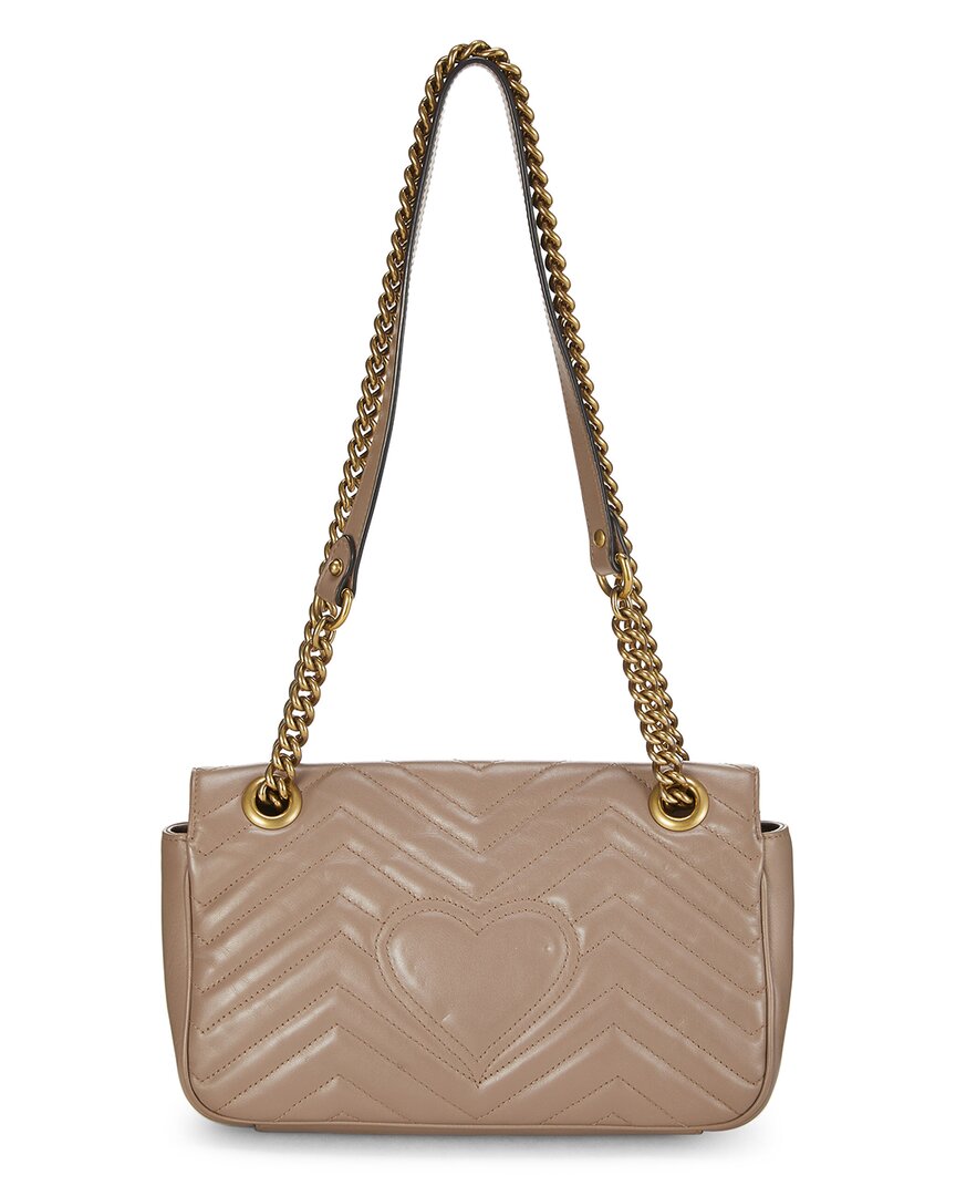 Gucci Gucci Beige Leather Gg Marmont Matelasse Shoulder Small (Authentic Pre-Loved)