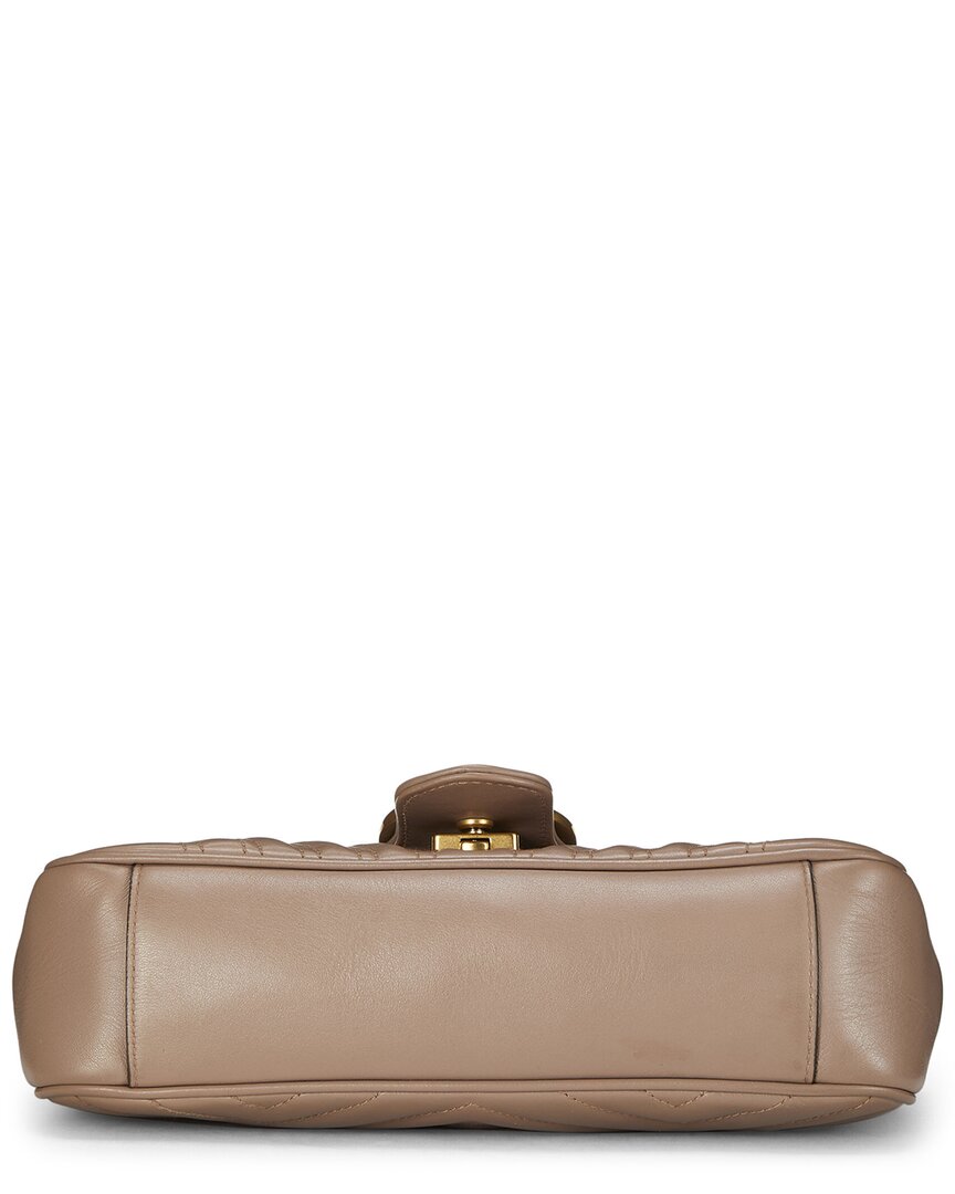 Gucci Gucci Beige Leather Gg Marmont Matelasse Shoulder Small (Authentic Pre-Loved)