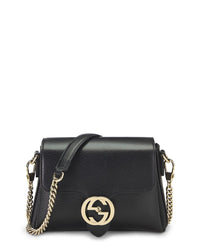 Gucci Gucci Black Leather Interlocking Shoulder Bag Small (Authentic Pre-Loved)