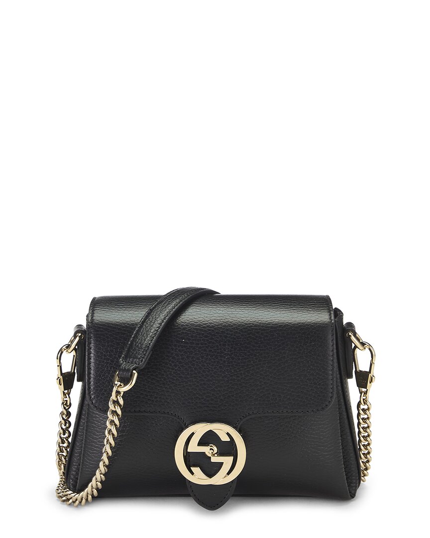 Gucci Gucci Black Leather Interlocking Shoulder Bag Small (Authentic Pre-Loved)