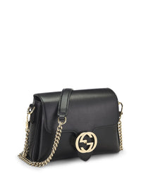 Gucci Gucci Black Leather Interlocking Shoulder Bag Small (Authentic Pre-Loved)