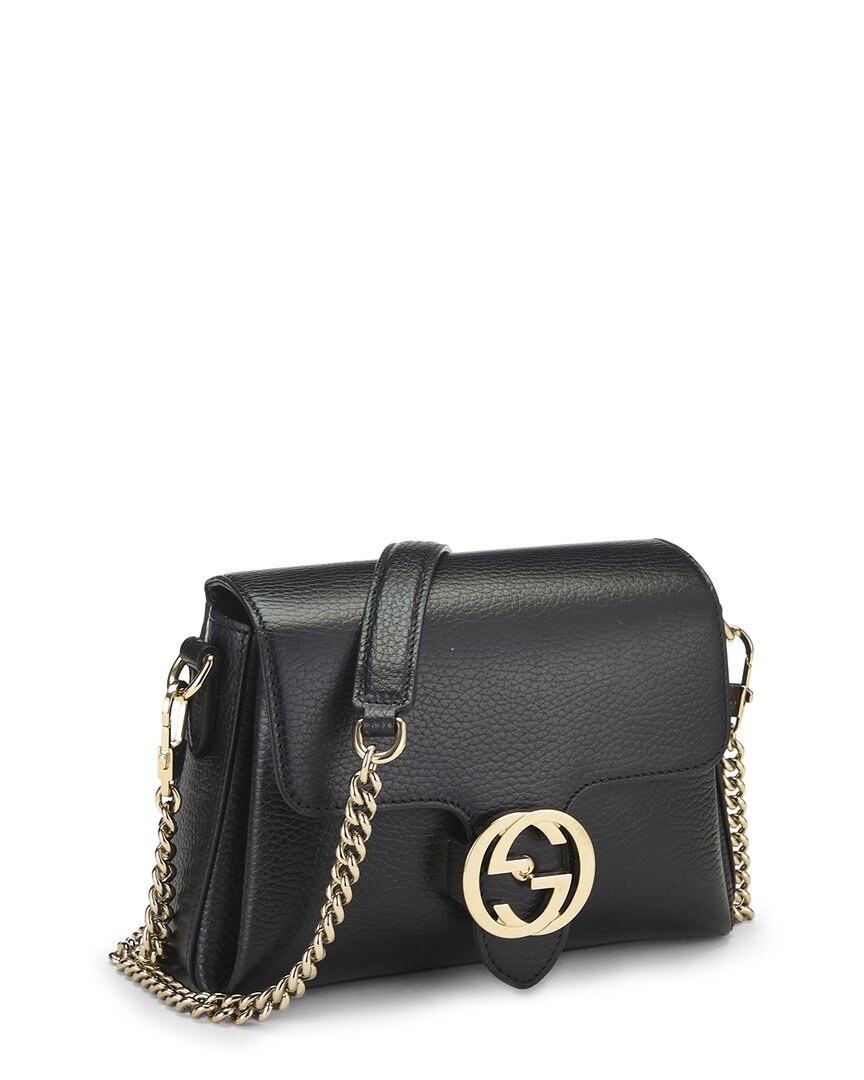 Gucci Gucci Black Leather Interlocking Shoulder Bag Small (Authentic Pre-Loved)