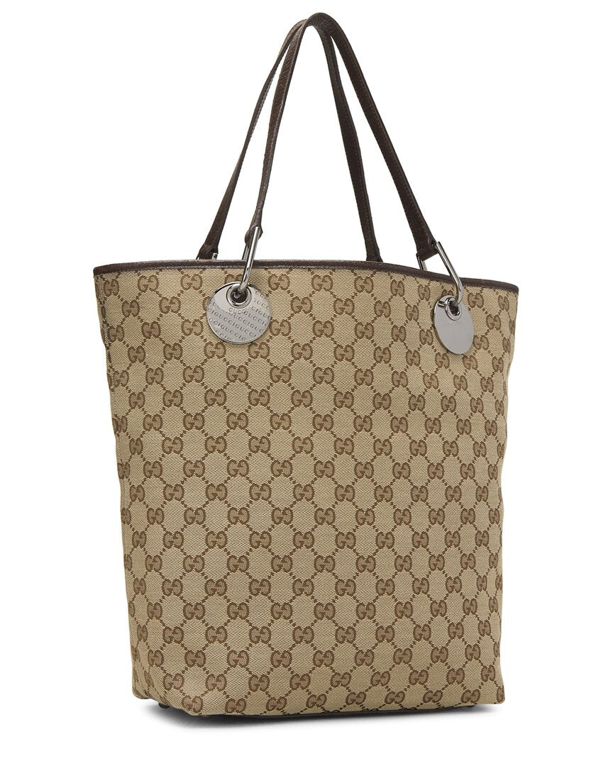 Gucci Gucci Brown Canvas & Leather Eclipse Bucket (Authentic Pre-Loved)