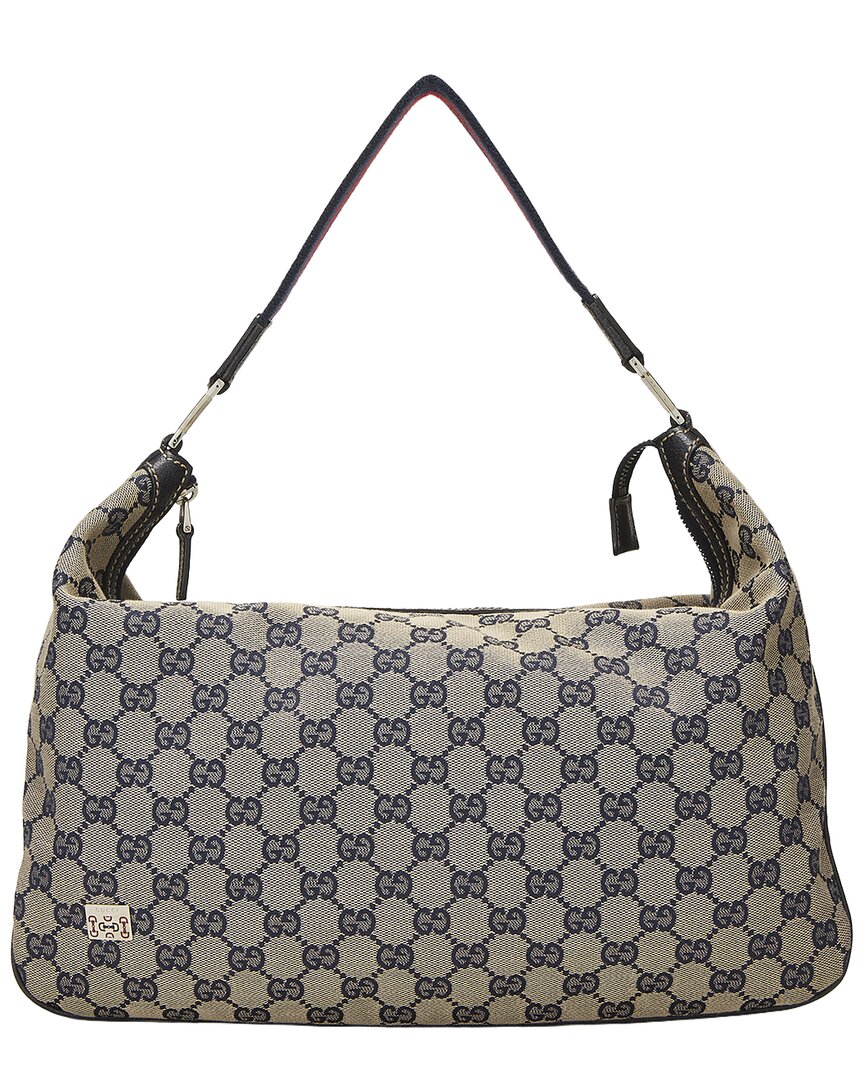 Gucci Gucci Navy Canvas & Leather Pop Shoulder (Authentic Pre-Loved)