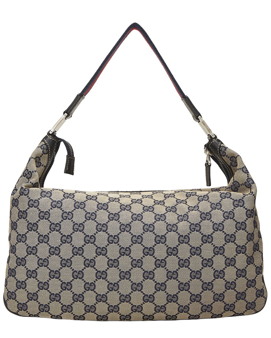 Gucci Gucci Navy Canvas & Leather Pop Shoulder (Authentic Pre-Loved)