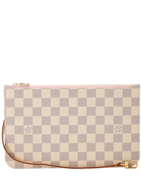 Louis Vuitton Pre-Owned Louis Vuitton Pink Damier Azur Coated Canvas Neverfull Pouch Mm (Authentic