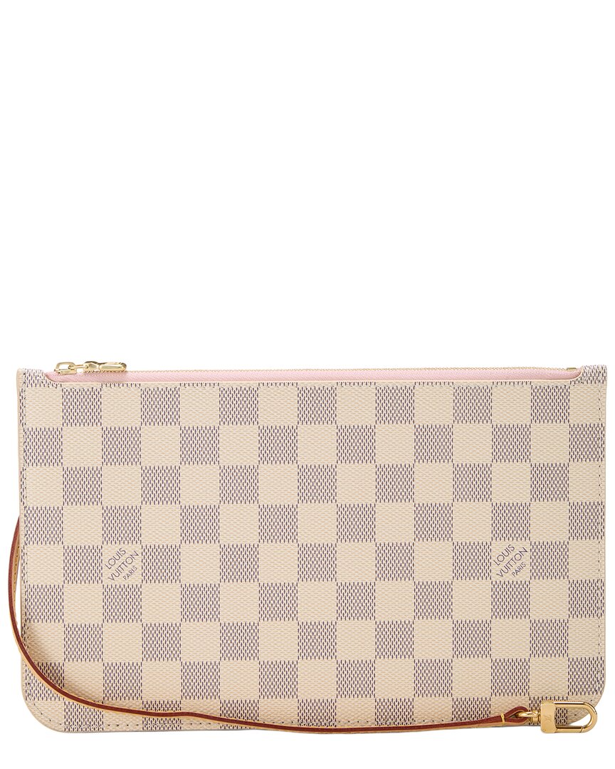 Louis Vuitton Pre-Owned Louis Vuitton Pink Damier Azur Coated Canvas Neverfull Pouch Mm (Authentic