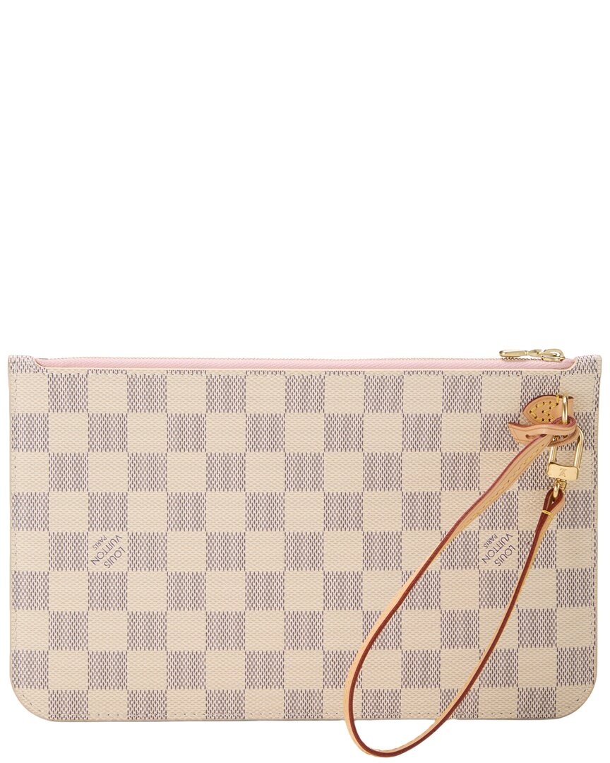 Louis Vuitton Pre-Owned Louis Vuitton Pink Damier Azur Coated Canvas Neverfull Pouch Mm (Authentic