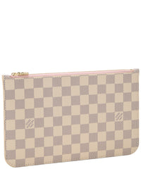 Louis Vuitton Pre-Owned Louis Vuitton Pink Damier Azur Coated Canvas Neverfull Pouch Mm (Authentic