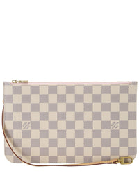 Louis Vuitton Pre-Owned Louis Vuitton White Damier Azur Coated Canvas Neverfull Pouch Mm (Authentic
