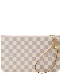 Louis Vuitton Pre-Owned Louis Vuitton White Damier Azur Coated Canvas Neverfull Pouch Mm (Authentic