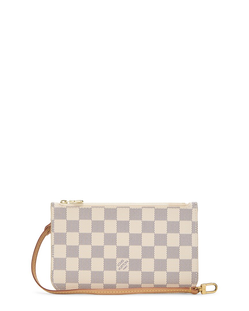 Louis Vuitton Pre-Owned Louis Vuitton White Damier Azur Coated Canvas Neverfull Pouch Nm Pm (Authentic