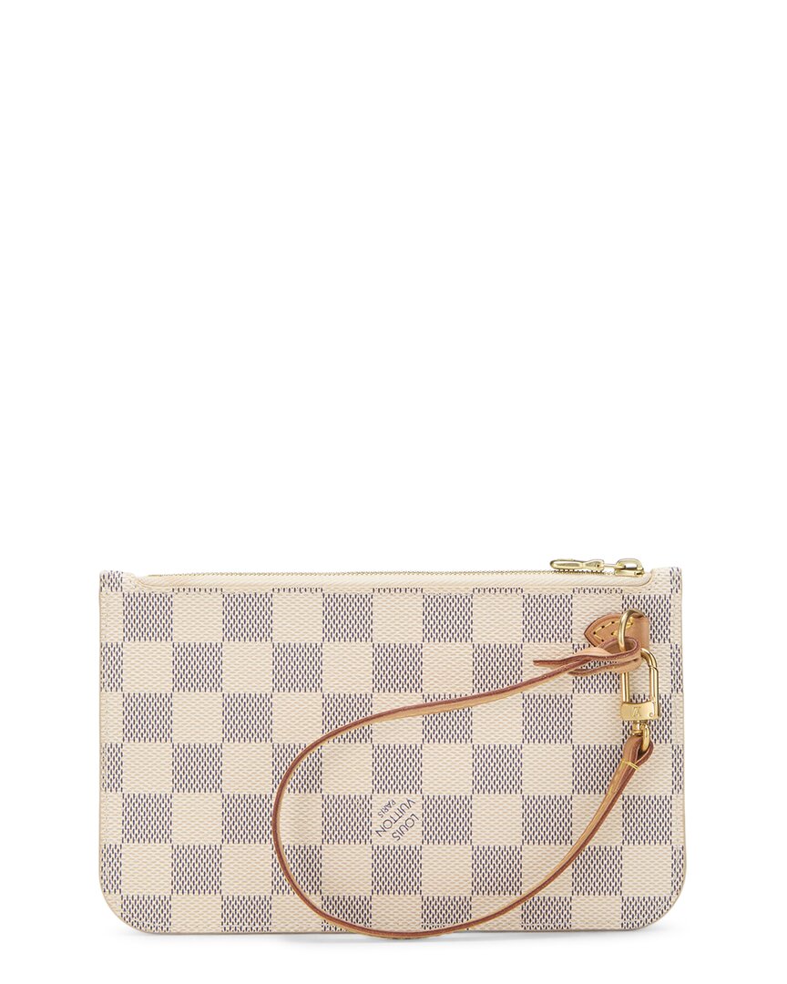 Louis Vuitton Pre-Owned Louis Vuitton White Damier Azur Coated Canvas Neverfull Pouch Nm Pm (Authentic