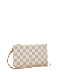 Louis Vuitton Pre-Owned Louis Vuitton White Damier Azur Coated Canvas Neverfull Pouch Nm Pm (Authentic