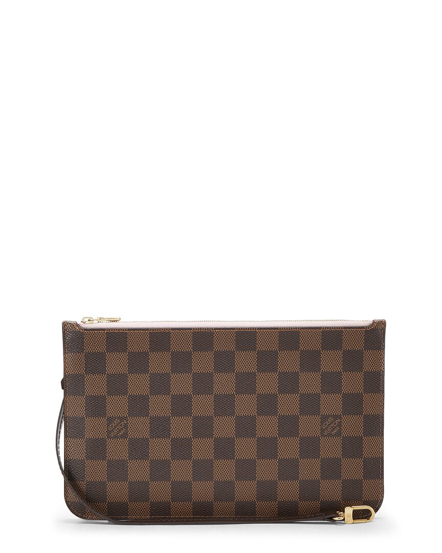 Louis Vuitton Louis Vuitton Pink Damier Ebene Coated Canvas Neverfull Pouch Mm (Authentic