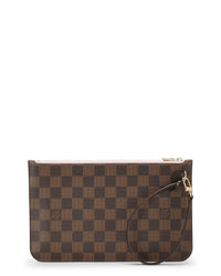 Louis Vuitton Louis Vuitton Pink Damier Ebene Coated Canvas Neverfull Pouch Mm (Authentic