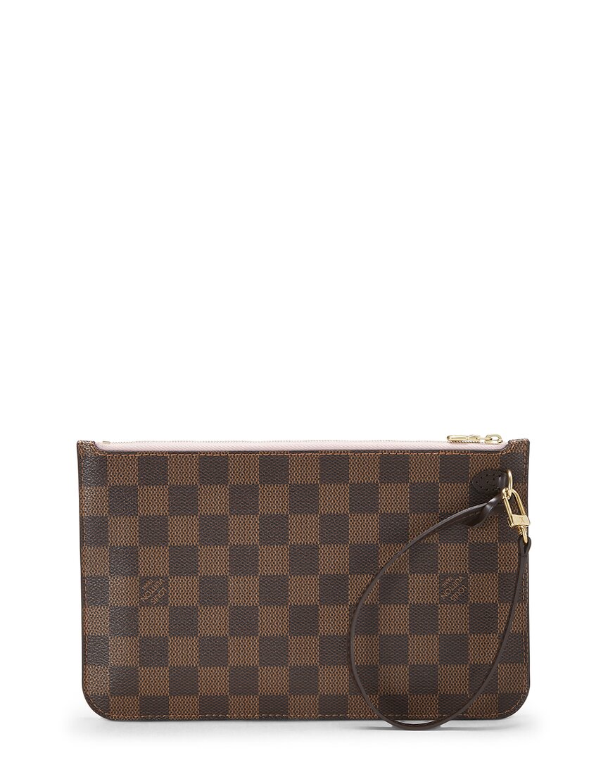 Louis Vuitton Louis Vuitton Pink Damier Ebene Coated Canvas Neverfull Pouch Mm (Authentic