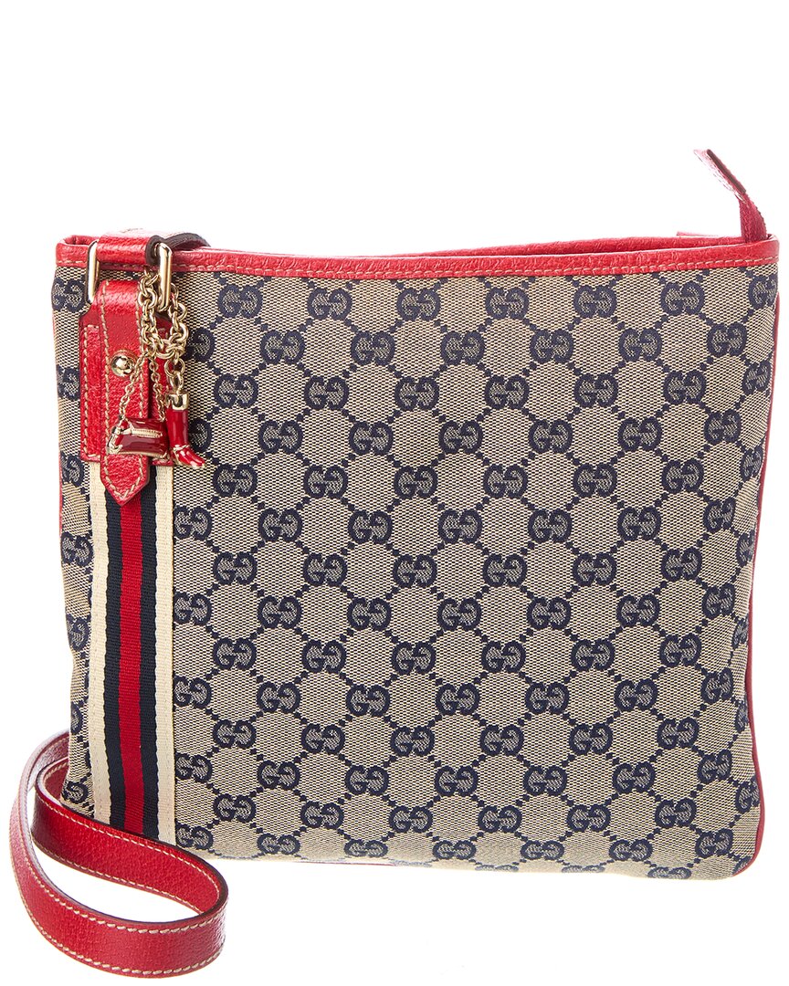 Gucci Pre-Owned Gucci Red Canvas & Leather Jolicoeur Messenger (Authentic Pre-Loved)