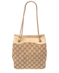 Gucci Pre-Owned Gucci White Canvas & Leather Braided Handle Bucket Small (Authentic Pre-Loved)
