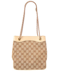 Gucci Pre-Owned Gucci White Canvas & Leather Braided Handle Bucket Small (Authentic Pre-Loved)