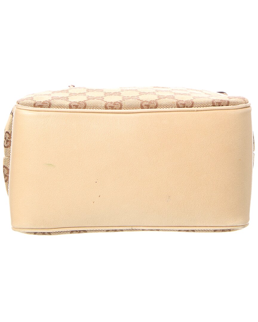Gucci Pre-Owned Gucci White Canvas & Leather Braided Handle Bucket Small (Authentic Pre-Loved)