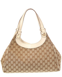 Gucci Pre-Owned Gucci White Canvas & Leather Charmy Shoulder Bag (Authentic Pre-Loved)