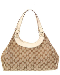 Gucci Pre-Owned Gucci White Canvas & Leather Charmy Shoulder Bag (Authentic Pre-Loved)