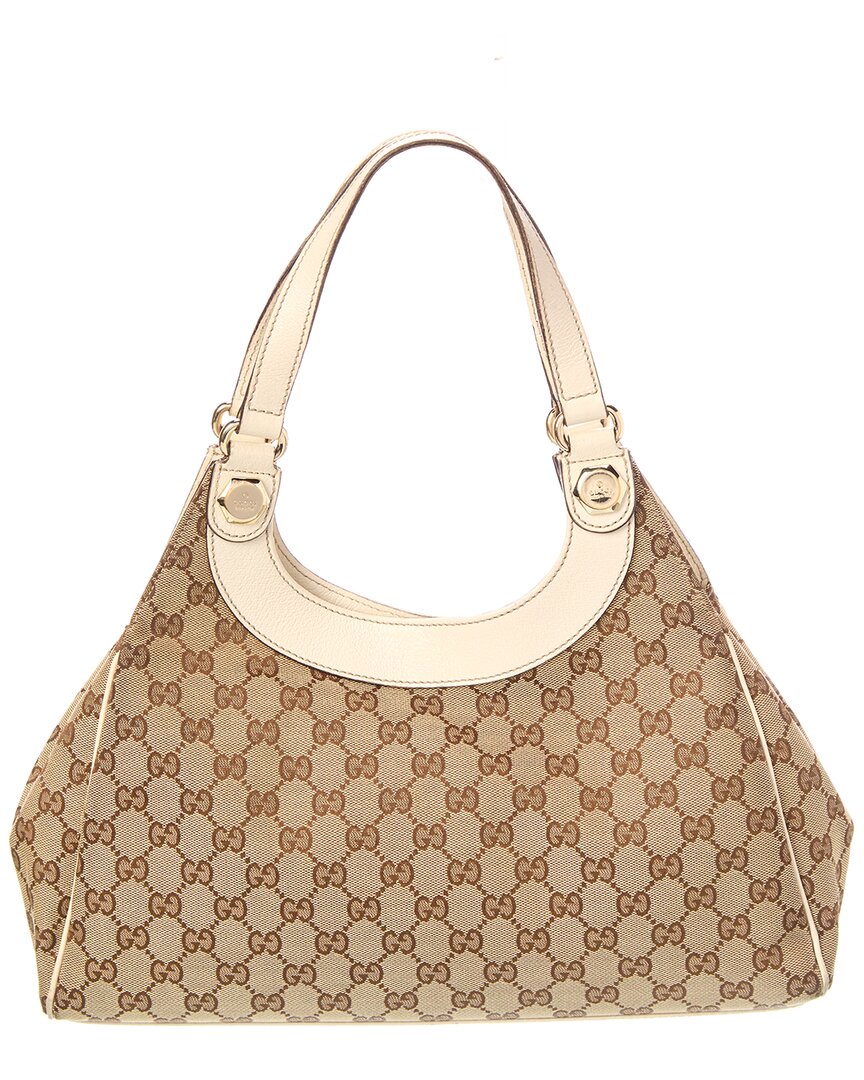 Gucci Pre-Owned Gucci White Canvas & Leather Charmy Shoulder Bag (Authentic Pre-Loved)