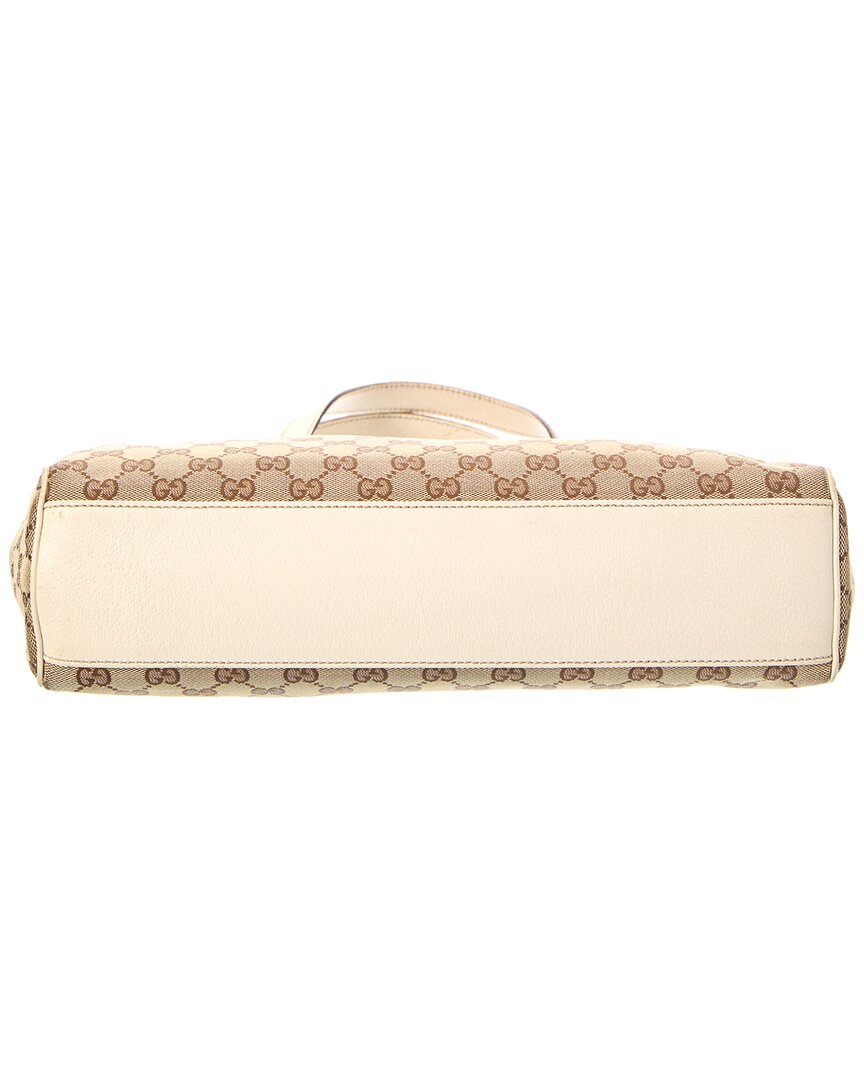 Gucci Pre-Owned Gucci White Canvas & Leather Charmy Shoulder Bag (Authentic Pre-Loved)