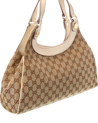 Gucci Pre-Owned Gucci White Canvas & Leather Charmy Shoulder Bag (Authentic Pre-Loved)