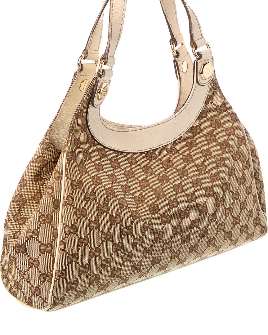 Gucci Pre-Owned Gucci White Canvas & Leather Charmy Shoulder Bag (Authentic Pre-Loved)