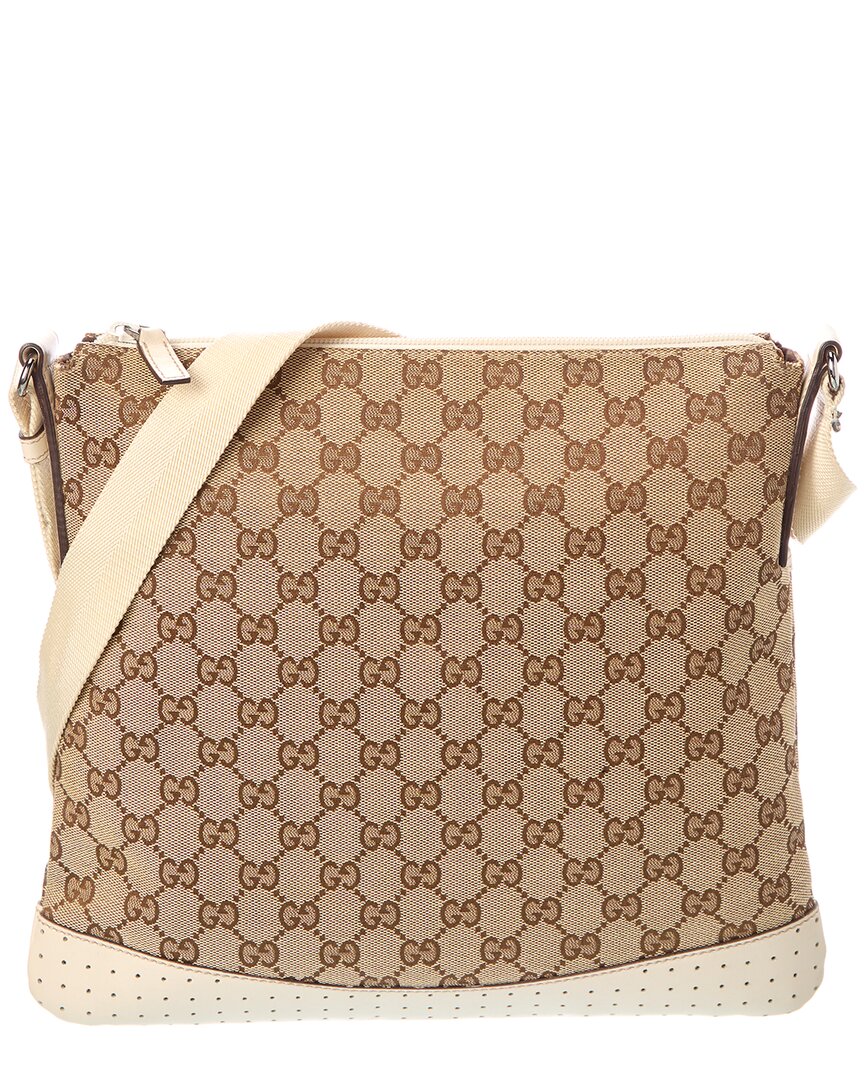 Gucci Pre-Owned Gucci White Canvas & Leather Pocket Messenger (Authentic Pre-Loved)