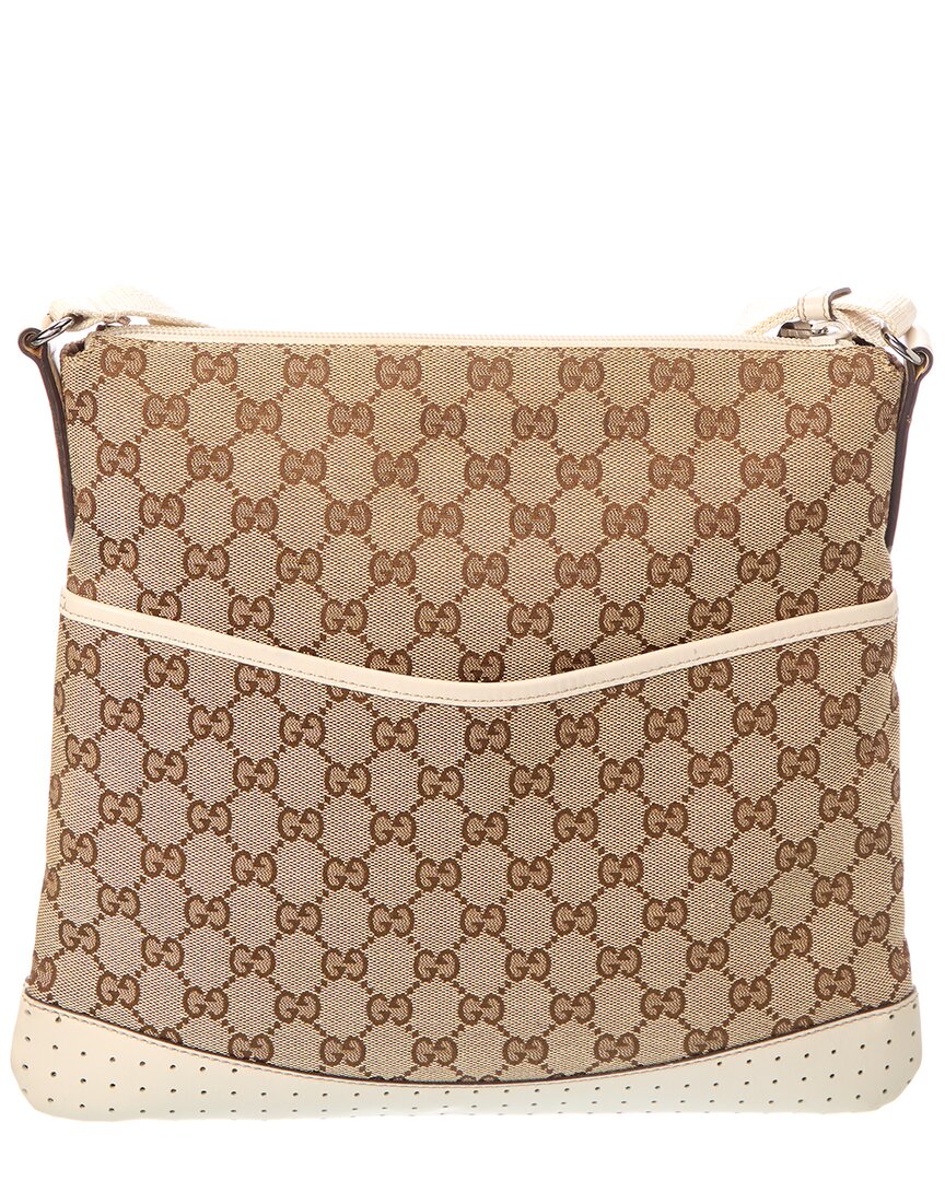 Gucci Pre-Owned Gucci White Canvas & Leather Pocket Messenger (Authentic Pre-Loved)