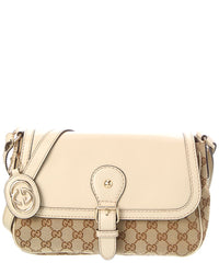 Gucci Pre-Owned Gucci White Canvas & Leather Sukey Crossbody (Authentic Pre-Loved)