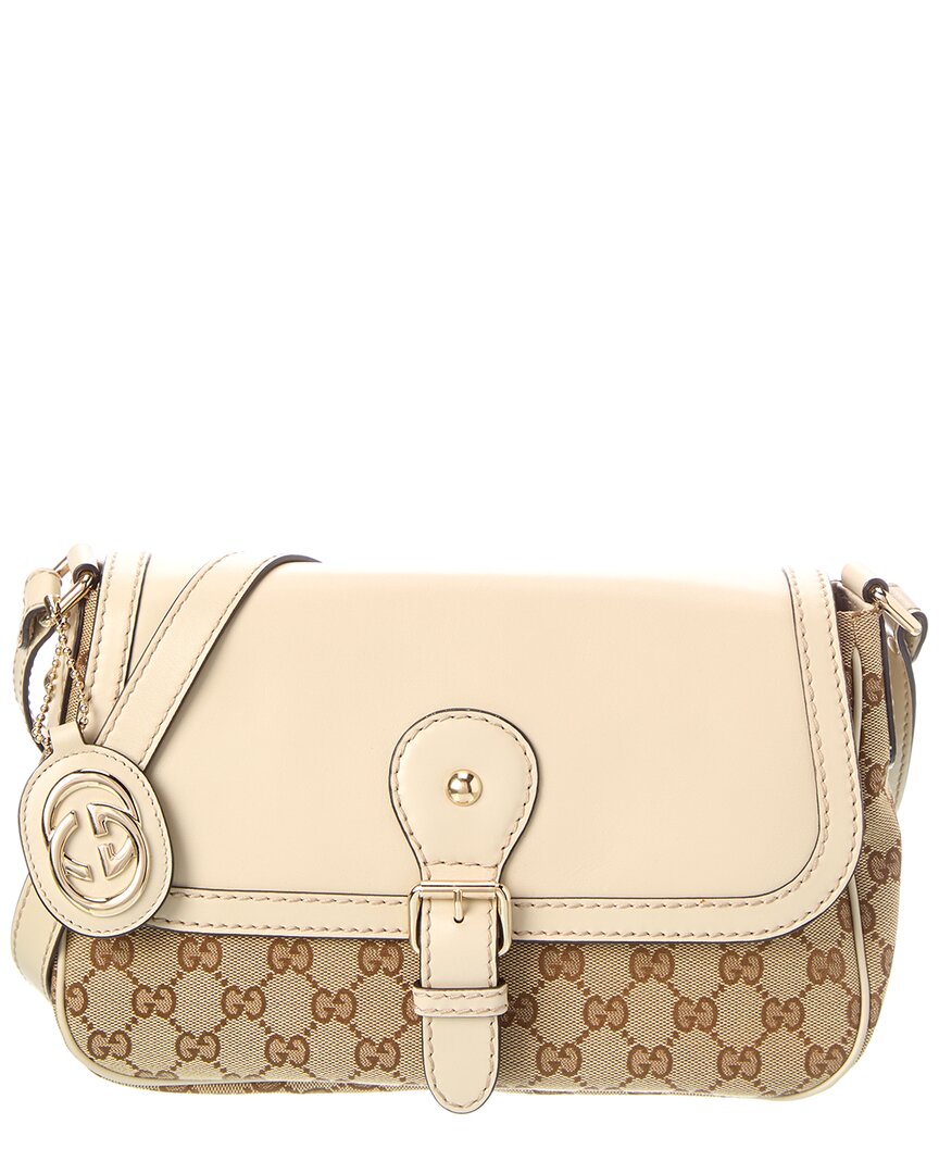 Gucci Pre-Owned Gucci White Canvas & Leather Sukey Crossbody (Authentic Pre-Loved)
