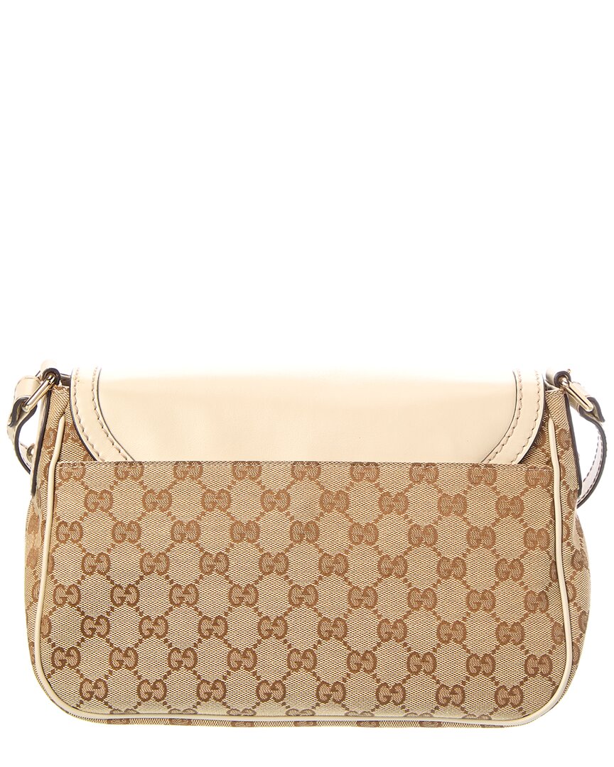 Gucci Pre-Owned Gucci White Canvas & Leather Sukey Crossbody (Authentic Pre-Loved)