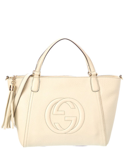 値下げ⭕️GUCCI ホワイト レザー トートバッグ Pre-Owned Gucci White Leather Soho Top Handle Bag (Authentic Pre