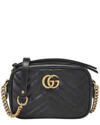 Gucci Gucci Black Leather Gg Marmont Crossbody Bag Mini (Authentic Pre-Loved)