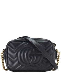 Gucci Gucci Black Leather Gg Marmont Crossbody Bag Mini (Authentic Pre-Loved)