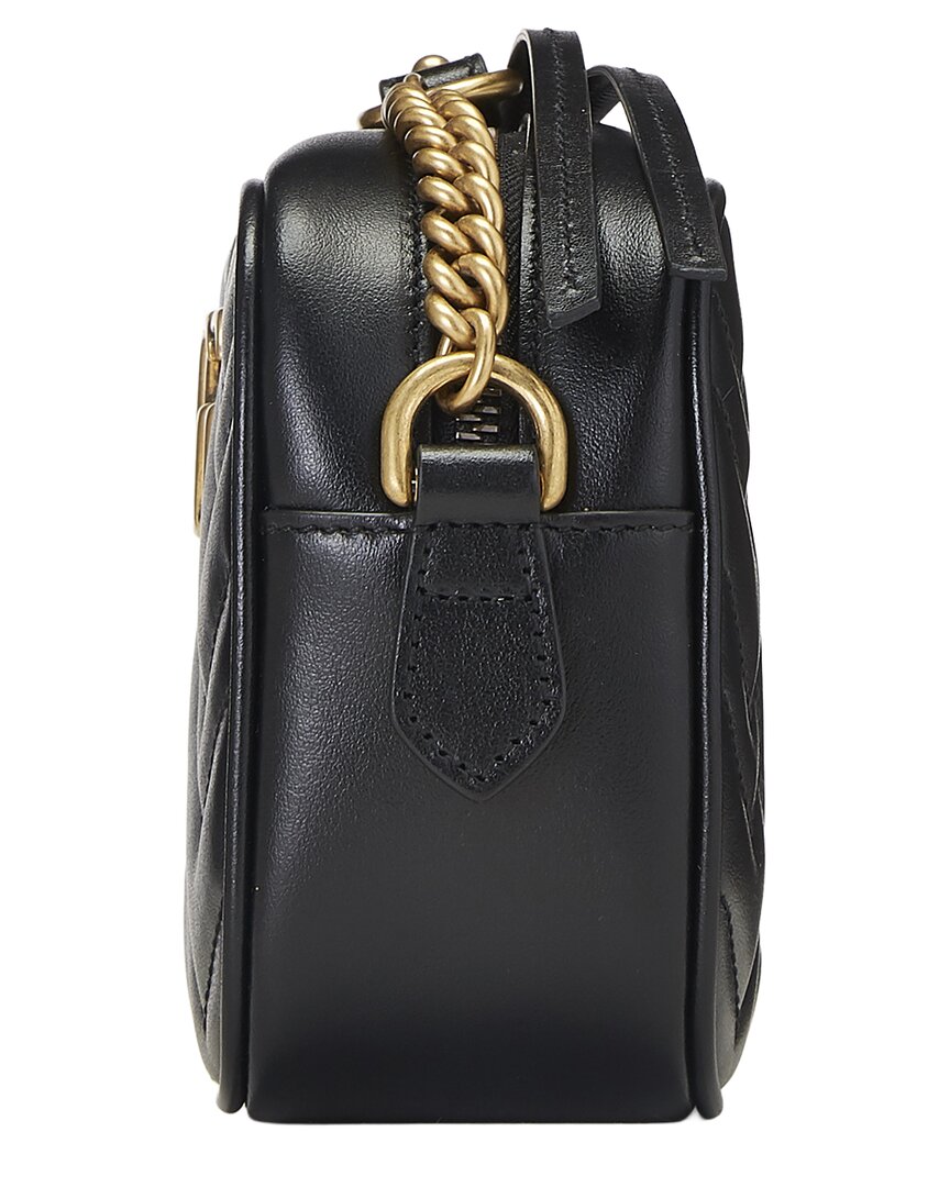 Gucci Gucci Black Leather Gg Marmont Crossbody Bag Mini (Authentic Pre-Loved)