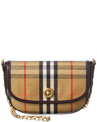 Burberry Burberry Highlands Mini Coated Canvas & Leather Shoulder Bag