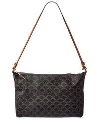 CELINE Celine Duo Triomphe Canvas & Leather Shoulder Bag