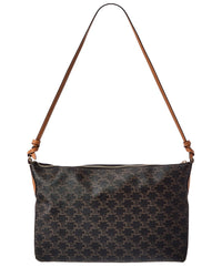 CELINE Celine Duo Triomphe Canvas & Leather Shoulder Bag