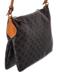CELINE Celine Duo Triomphe Canvas & Leather Shoulder Bag