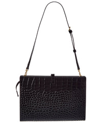 CELINE Celine Medium Note Book Croc-Embossed Leather Shoulder Bag