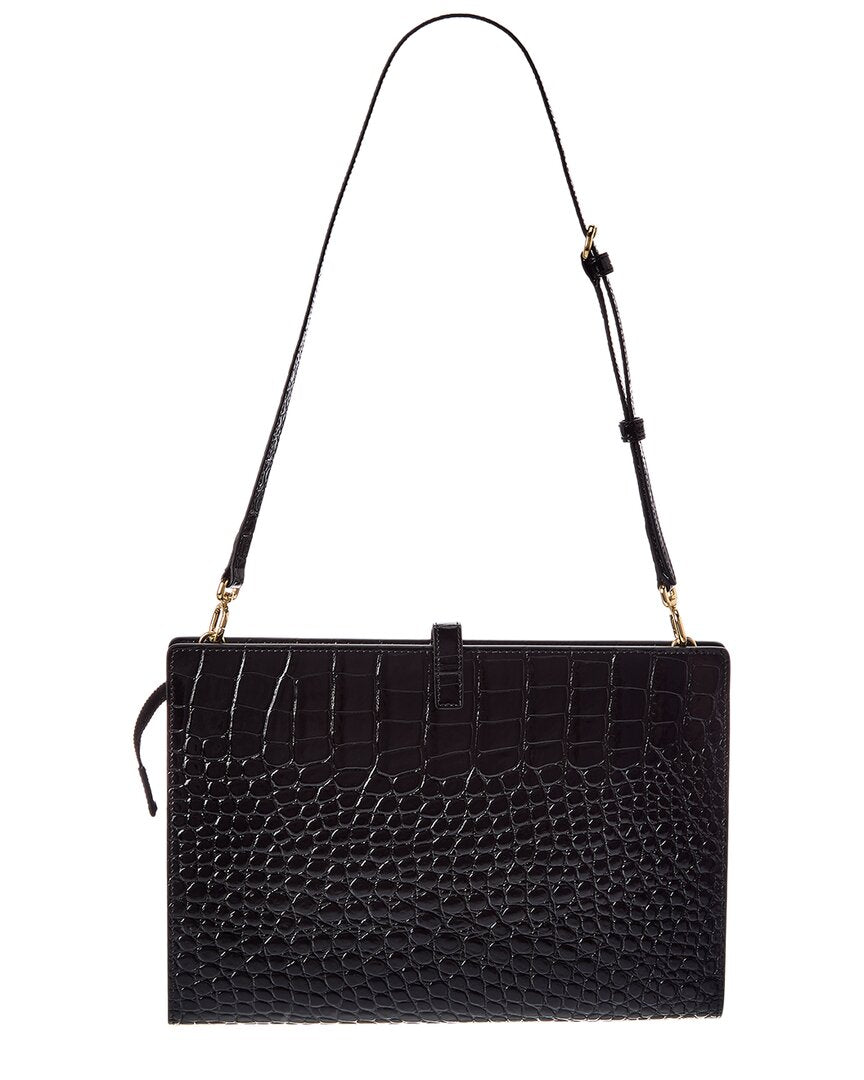 CELINE Celine Medium Note Book Croc-Embossed Leather Shoulder Bag