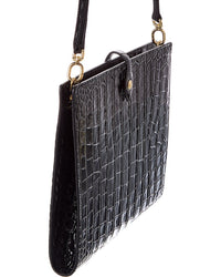 CELINE Celine Medium Note Book Croc-Embossed Leather Shoulder Bag